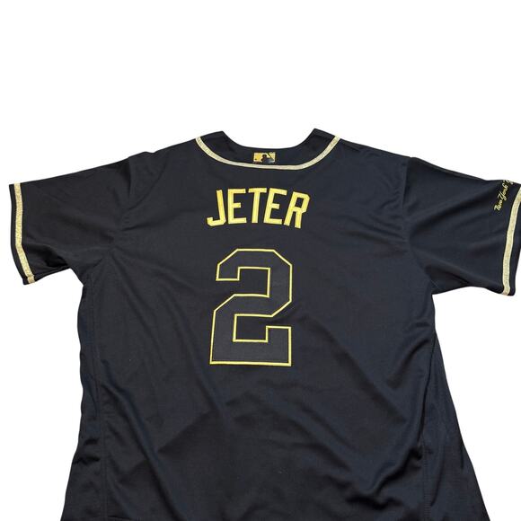 Derek Jeter New York Yankees Nike Authentic Collection Black Gold Jersey Size 48 - Picture 2 of 11